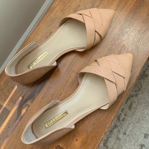 BCBG Tan Woven Toe D'orsay Flats Sz 7.5